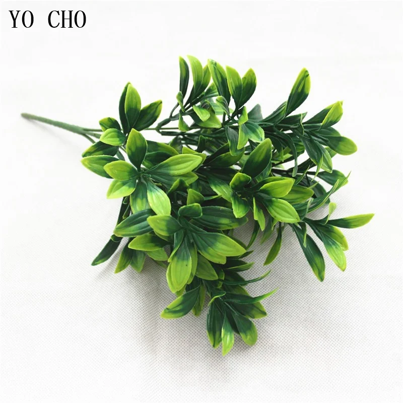 YO CHO Artificial Plastic Plants for Home Garden Decoration Fern Grass Wedding Wall Outdoor Decor Green Leaf Artificial Flowers