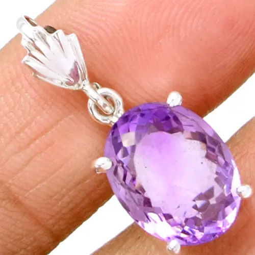 

Genuine Amethyst Pendant 100% 925 Sterling Silver Jewellery 30mm AP0922