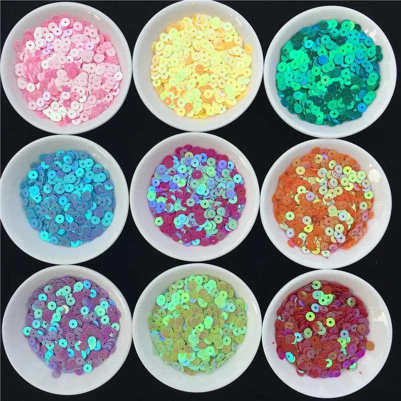 1000Pcs/Lot 5mm PVC Flat Round Loose Sequins Paillettes Sewing craft For Wedding Decoration, Women Clothing Embroidery Accessory