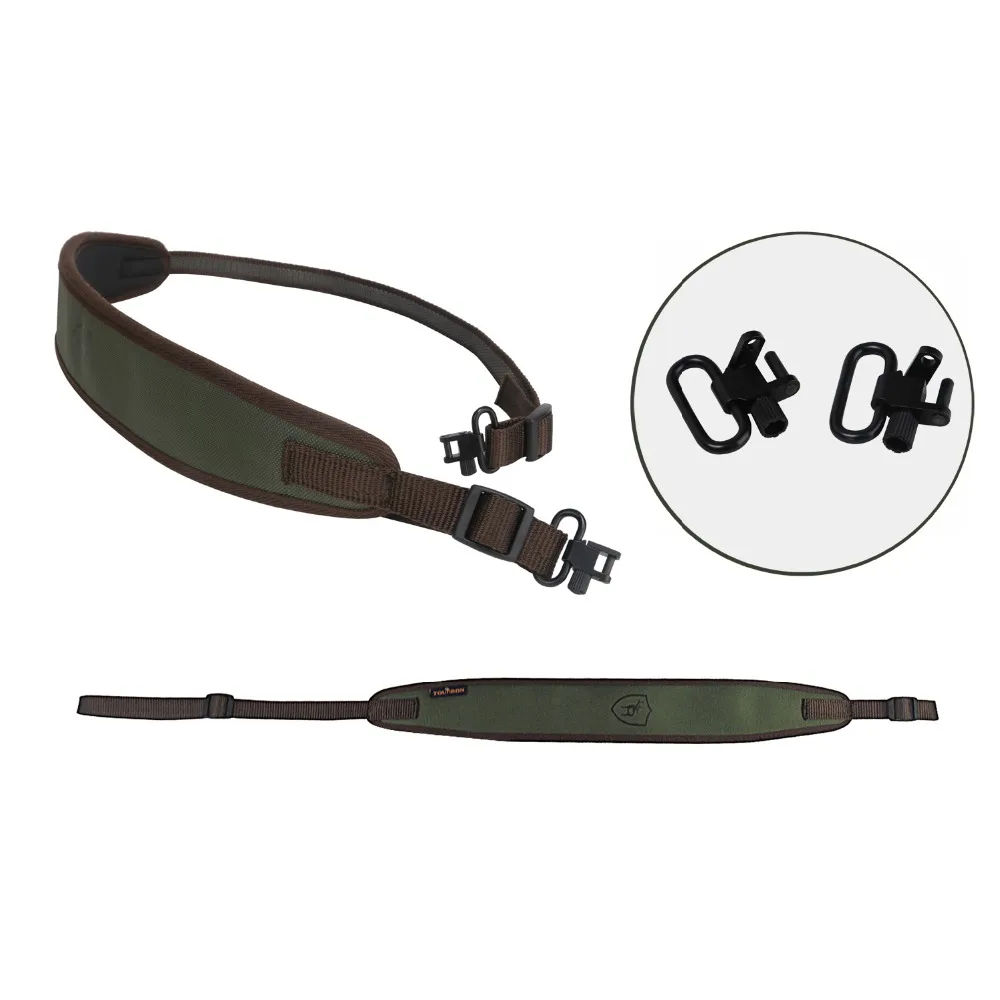 Tourbon Hunting Gun Accessories Rifle Gun Sling Rubberized Non-slip Carry Airsoft Gun Belt Shooting Shoulder Strap w/Swivels