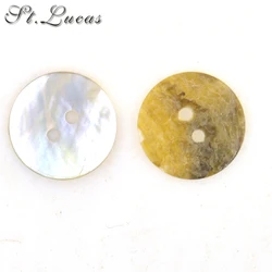 New 30pcs/lot Natural Shell Sewing Buttons Color Mother of Pearl MOP Round Shell 2 Hole Button garment Sewing Accessories DIY