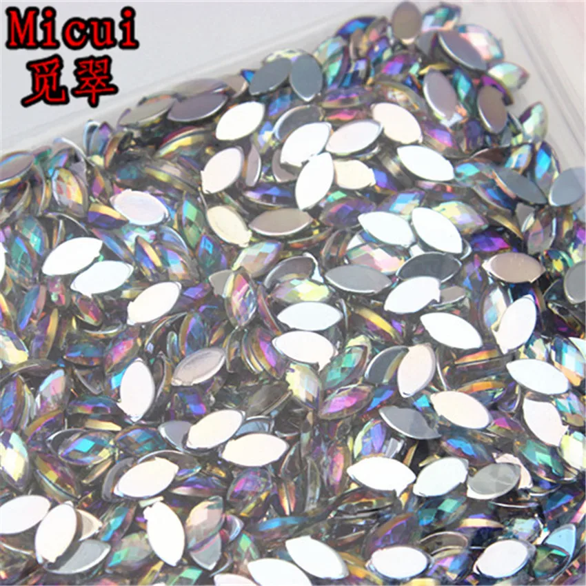 Micui 1000PCS 3*6mm Horse Eye Crystal Flatback Acrylic Rhinestone Glue On Strass Crystals Stones Non Hotfix Gems ZZ611