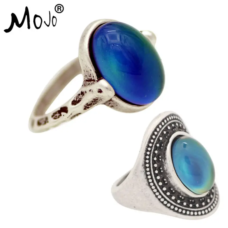 

2PCS Vintage Ring Set of Rings on Fingers Mood Ring That Changes Color Wedding Rings of Strength for Women Men Jewelry RS050-011