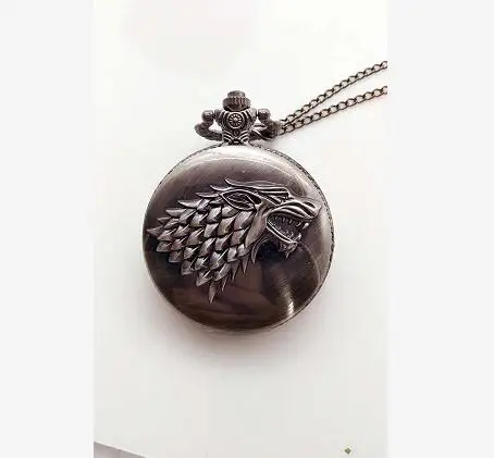 Silver Gray Winter is coming Quartz Pocket Watch Christmas gift