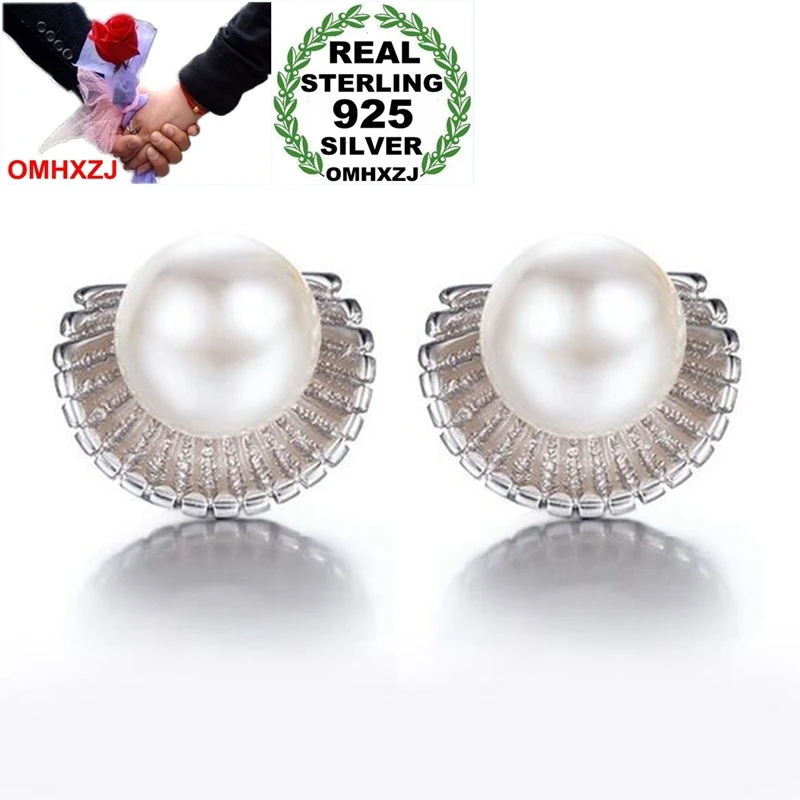 OMH Wholesale Jewelry Hyperbole Fashion Creative Woman Party Gift Sea Scallops Pearl 925 Sterling Silver Stud Earrings YS333