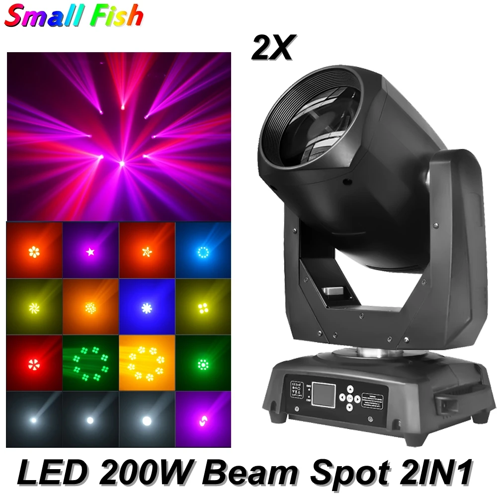 2Pcs/Lot DMX Stage Light LED Moving Head LED Beam 8 Facet Prism Effect Professional Stage DJ Mini LED 200W Spot Beam Disco Light