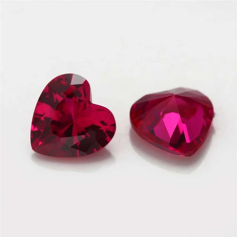 Size 3x3mm~10x10mm 3# 5# 8# Red Stone Heart Shape Synthetic Corundum Gemstone For Jewelry