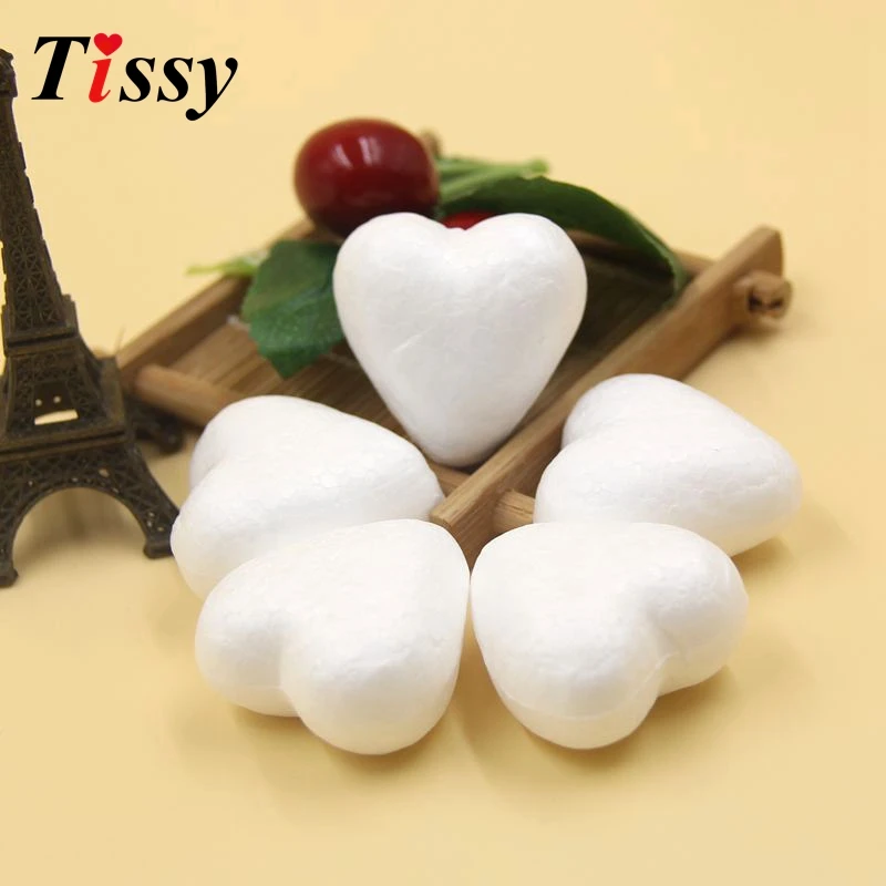 50PCS 4CM Heart Shape Modelling Polystyrene Styrofoam Foam Ball DIY Gifts Christmas Ornaments Birthday/Wedding Party Decoration