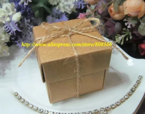 

100Pcs/lot 2016 New Arrival Square shape Wedding Candy box For Party Favor box and Wedding Gift box and Kraft favor box Packing