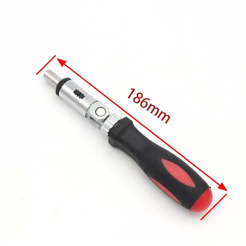 1pcs Screwdriver Multi-functional Ratchet Portable Wrench Red Handle Hexagonal Screw Driver 180 Degree Switch