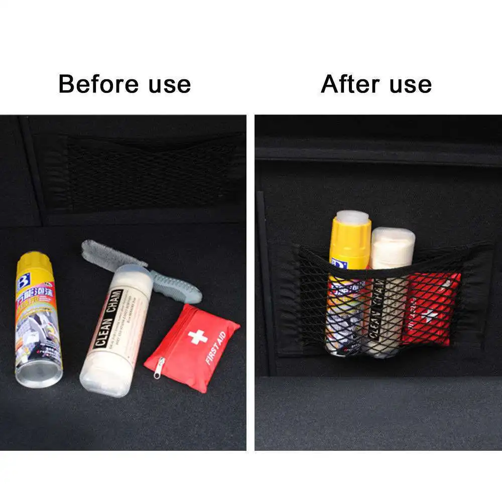 YASOKRO Car Trunk Box Storage Bag Mesh Net Bag 40cm*25CM Car Styling Luggage Holder Pocket Sticker Trunk Organizer
