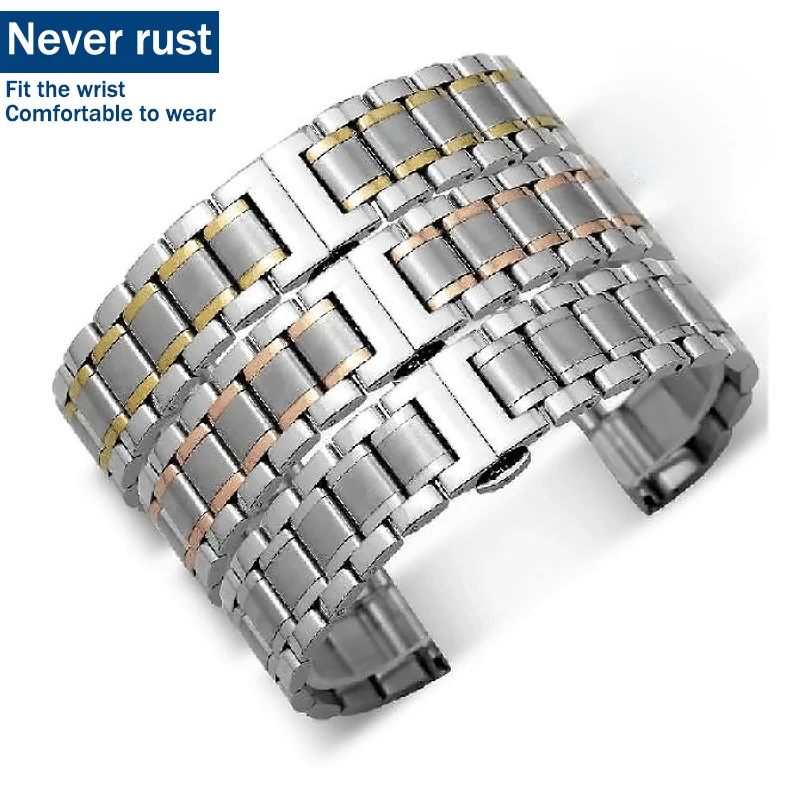 16mm 18mm 20mm 22mm 24mm Solid Full Edelstahl Uhrenarmband Butterfly Schnalle Armband Flachkopf Ellenbogen Dual Purpose Straps