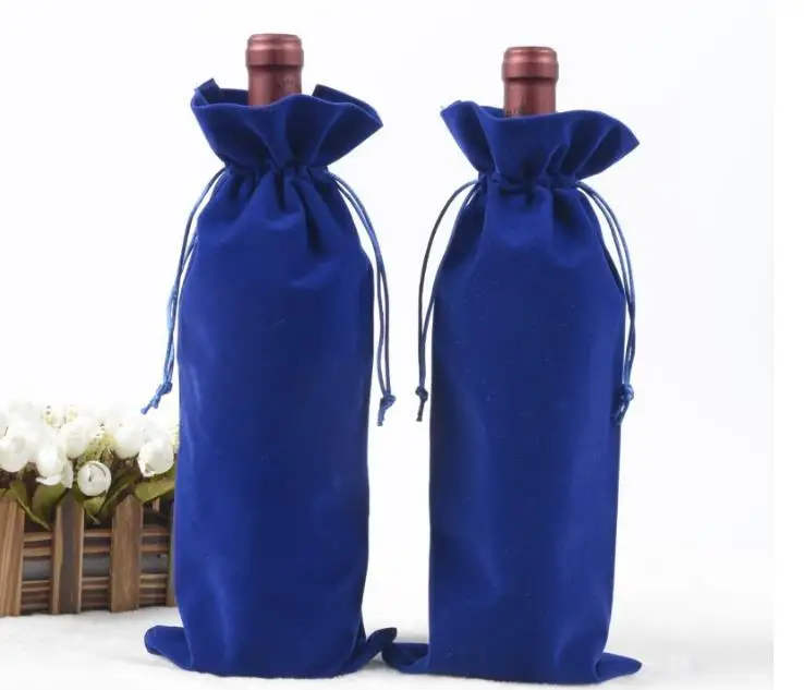 Wholesale Velvet Wine Bottle Covers Flannel Champagne Blind Wine Bottle Gift Bags Wedding Party Bomboniere 300 pcs 15x37cm