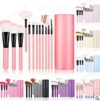 

12Set/Lot 12Pcs/Set Multi Cylinder Brush Set Moire Nylon Hair Traceless Make-Up Appliances Cosmetic Tools HA517