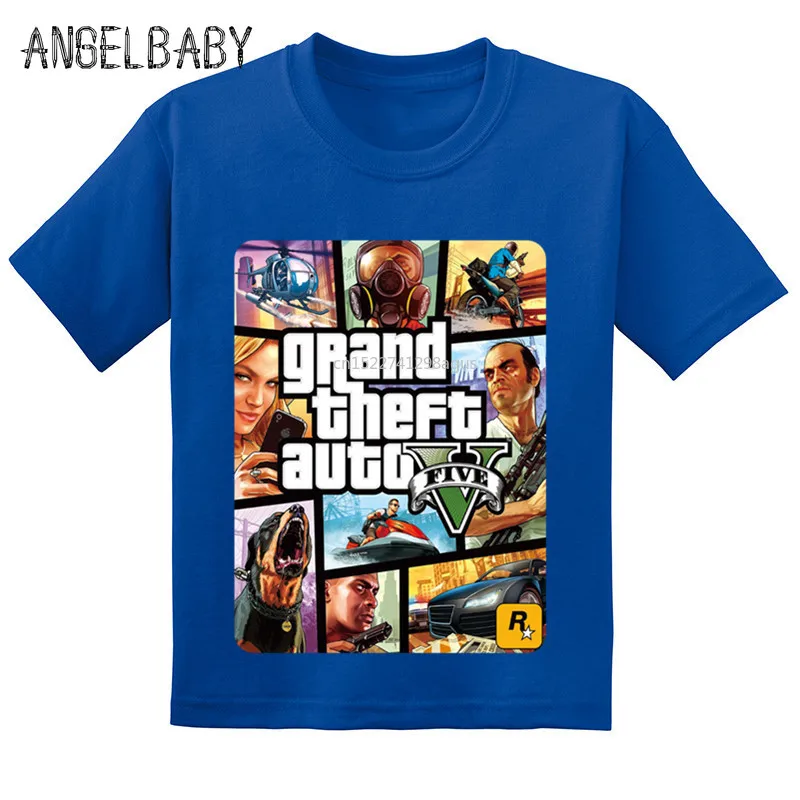 

Лидер продаж, длинные Детские футболки с GTA 5, Детская летняя хлопковая одежда для малышей, повседневные топы для мальчиков и девочек, GKT005