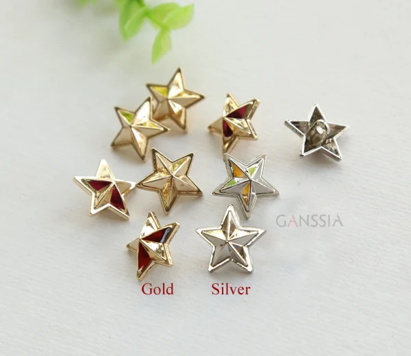 10pcs/lot Size;16.5mm Gold & Silver Color Star Design Metal Button Sewing Buttons for DIY Garment Accessories (KK-268-817)