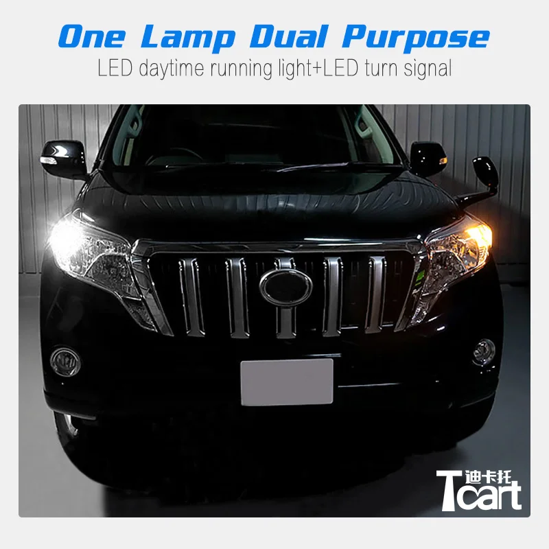 

Tcart T20 7440 W21W Auto Led Drl Turn Signal Lights Daytime Running Bulb Car Accessories For Toyota Land Cruiser Prado