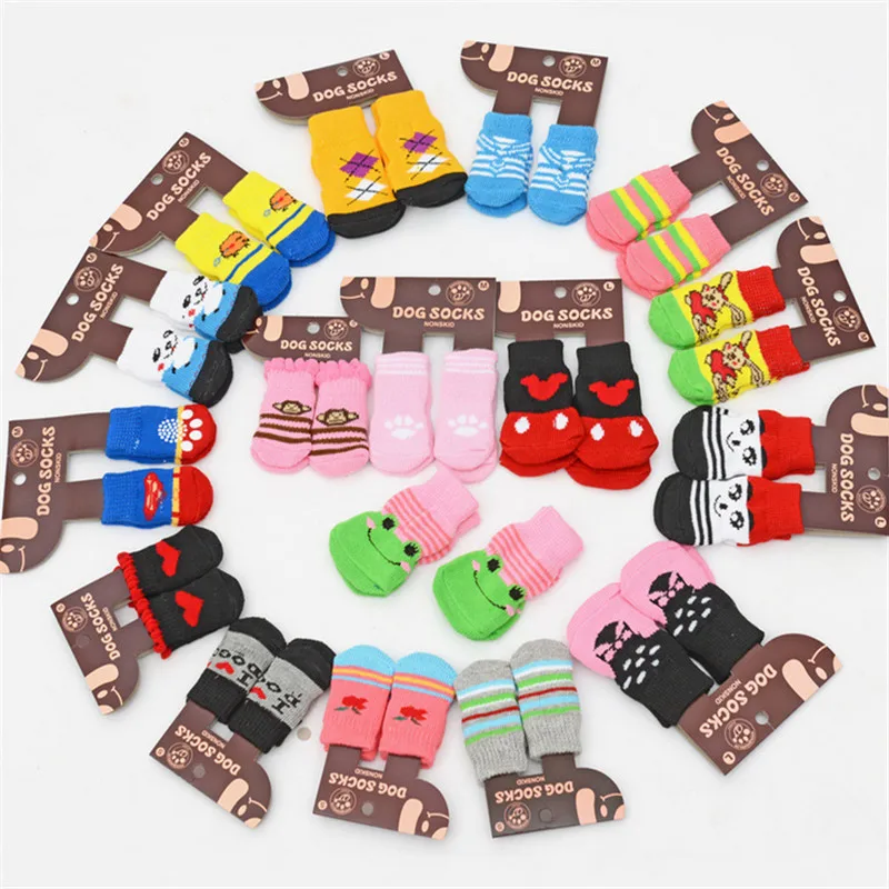 Cute Dog Socks Soft Cotton Pet Stockings Anti Slip Warm Wear-resistant Puppy Outfits Shoes Accessory Wholesale & Retail (S/M/L)