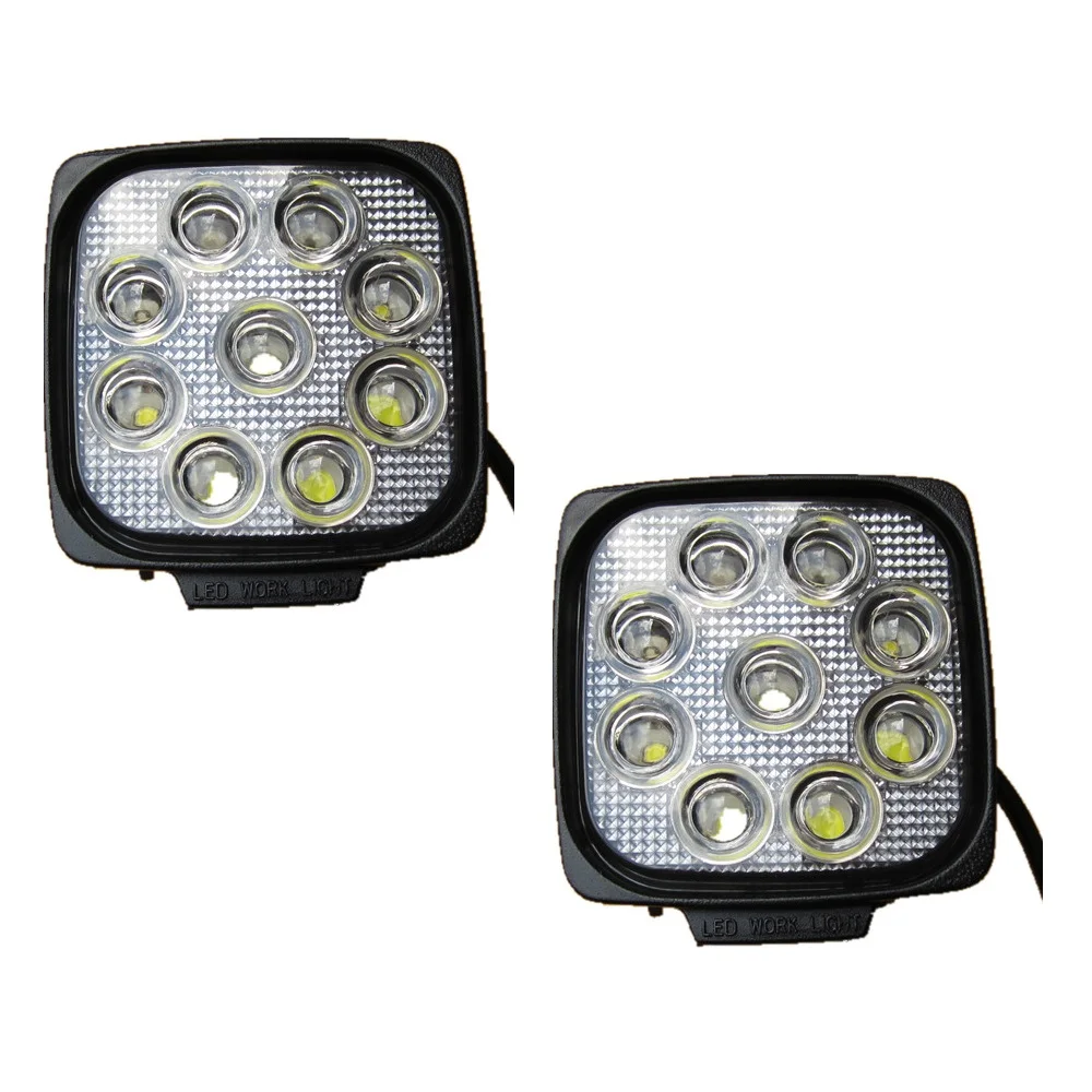 Pair 4.3inch square spot flood dc12v 24v IP68 waterproof  27W LED driving light fits truck tractor 4wd 4x4 offroad auto  Lantsun