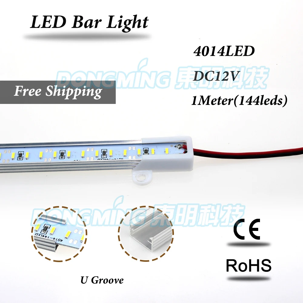 

20pcs/lot 100cm luces strip 4014 led bar U/V groove light non waterproof 144leds/m DC 12V 4014 led tube hard led strip 1m