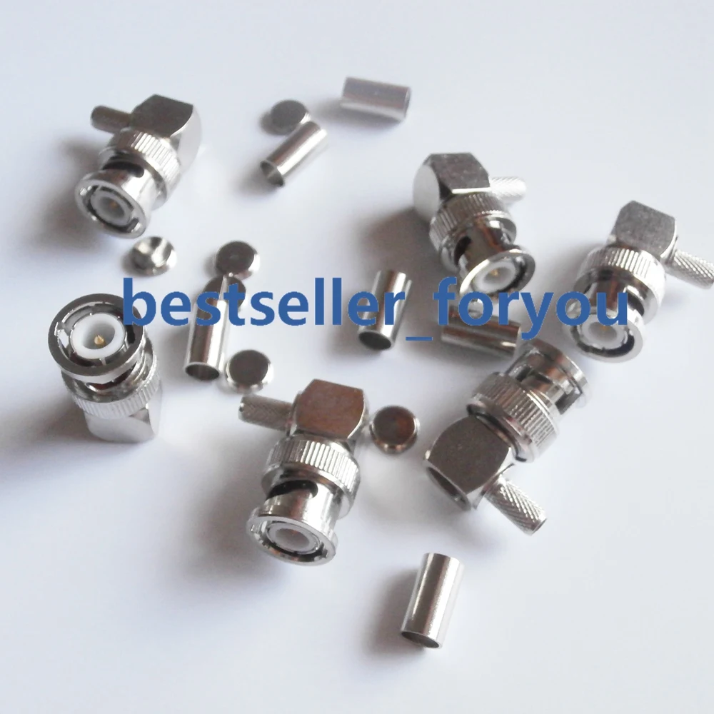 BNC Male Plug Right Angle Q9 Crimp for RG58 RG400 RFC195 RG142 LMR195 RF Coax Adapter connector