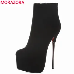 MORAZORA 2021 stivali da donna primavera autunno punta tonda 16cm tacchi a spillo stivali con plateau stivaletti da donna Sexy scarpe moda