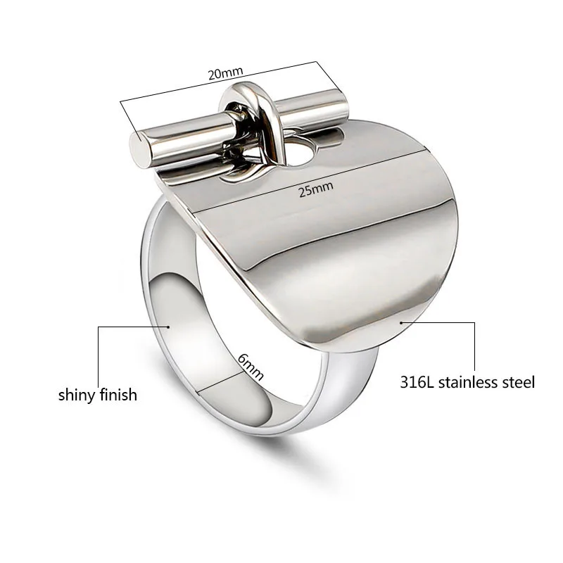 Mode Edelstahl Ringe für Frauen Silber Farbe Runde Lock Steppstich Ring Punk Stil Komfort Ft Bague Femme Anillos