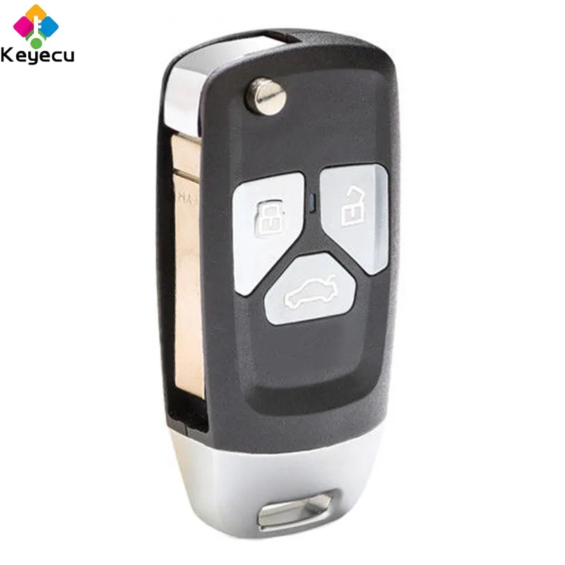 KEYECU Upgraded Flip Remote Car Key With 434MHz ID48 Chip for Audi A3 S3 A4 S4 TT 2005-2013 Fob P/N: 8P0837220D 8P0 837 220 D