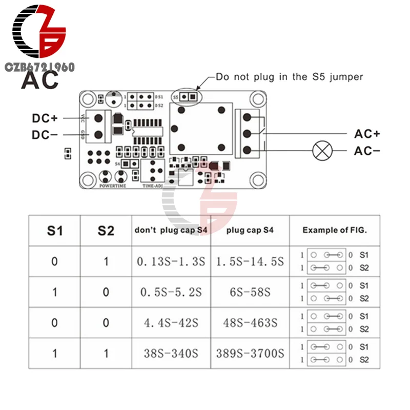 DC 12V Time Relay Module Normal Open Time Delay Relay Timing Timer Relay Control Switch Adjustable Potentiometer LED Indicator