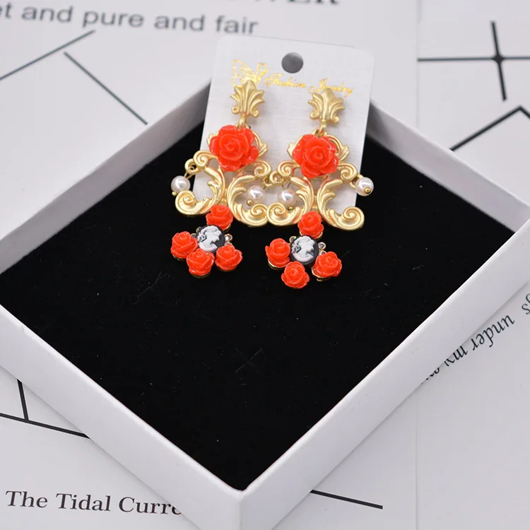 Fashion flower pearl long jewelry earrings for woman Pendientes mujer серьги женские boucle d’oreille femmes