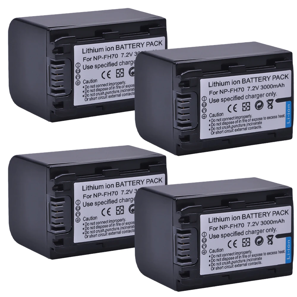 4pc 3000mAh NP-FH70 NP FH70 Replacement Li-ion Battery For Sony for SONY DCR-SX60 HDR-UX7E UX7 UX5E TG1 TG3 TG5V Camera