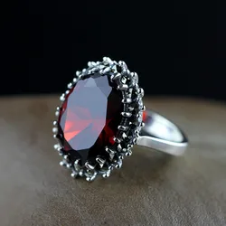 BOCAI S925 pure silver ornaments Thailand Thai silver technology claw with ms garnet ring Woman's silver ring