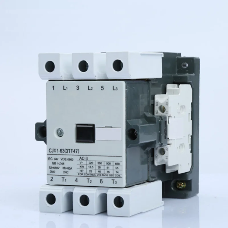CJX1-63A AC Contactor CJX1-63/22 3TF47  Electric Magnetic Contactor 3Pole Motor Contactores 24V 220V 380V  2NO+2NC