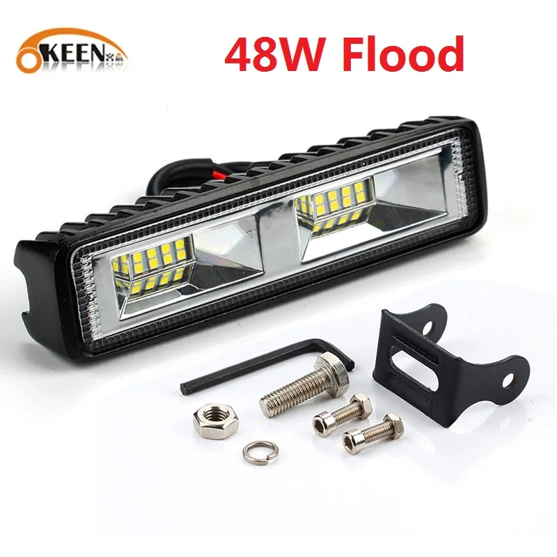 

OKEEN Super Bright LED Work Light 48W Offroad Car 4WD Truck Tractor Boat Trailer 4x4 SUV ATV 12V Flood LED Light Bar Fog Lamp