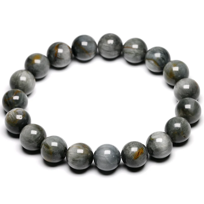 5A Grade Natural Stone Grey Eagle Eye Falcon Eye Beads Strand Bracelet Men Jewelry Beaded Jewellery Unisex Healing Energy Gift