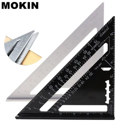 MOKIN 8''/200mm Triangle Ruler Aluminun Alloy Angle Ruler 90 Degree Protractor For Construction Artist Carpenter Measuring Tools