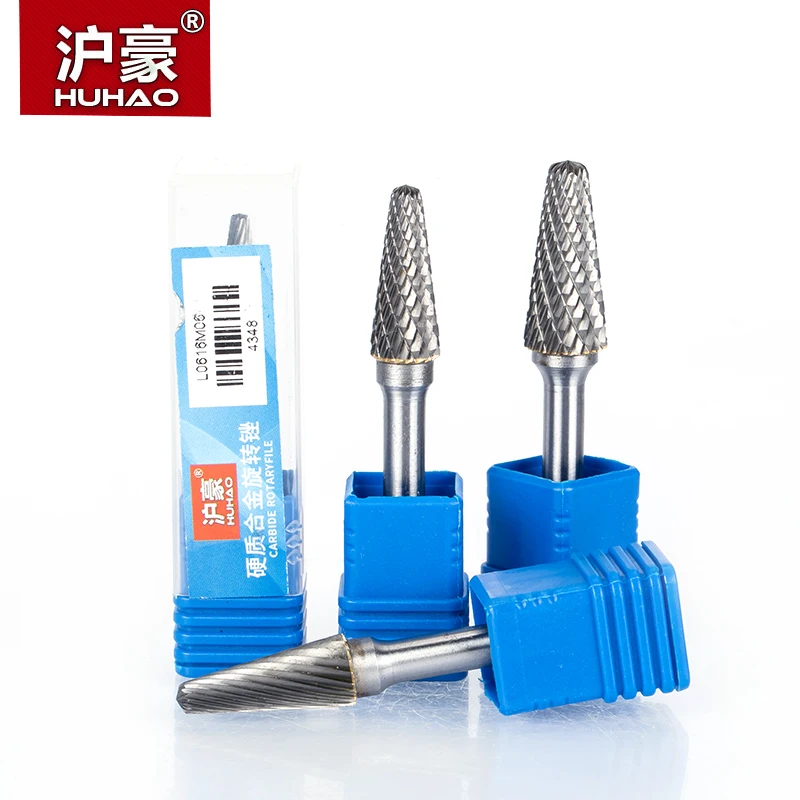 HUHAO 1pc 6mm Shank Tungsten Steel Cutter Metal Grinding Carving Rotary File Cylindrical Router Bit For Metal Polishing  L  Type