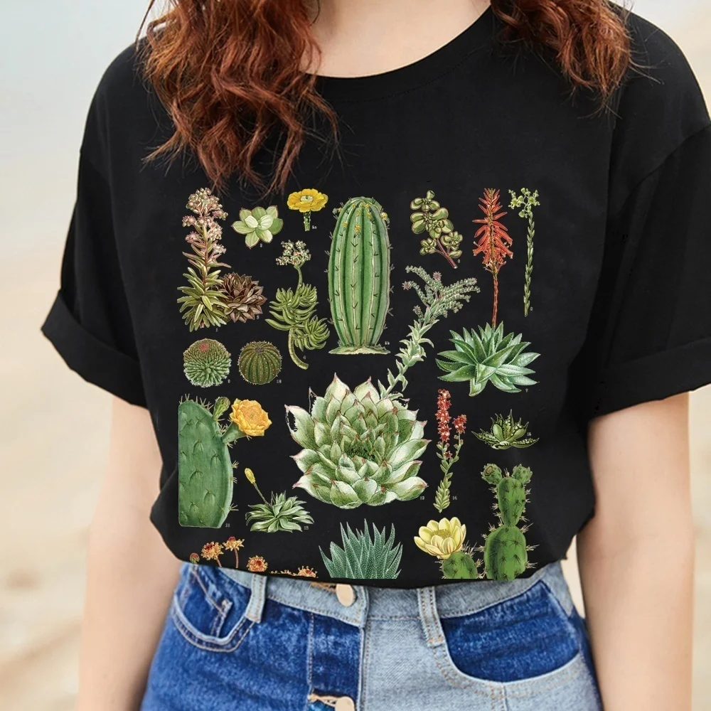 Kuakuayu-JBH 1pcs Plant Printed Cacti Of The Desert Graphic TeeVintage Inspired Botanical Desert T-shirt - Tucson Graphic Tee