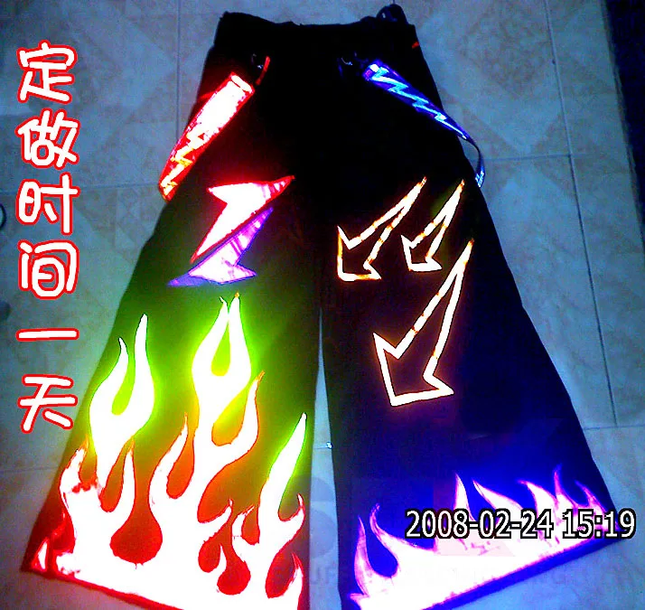 Raver Ore Techno Hardstyle Melbourne Shuffle Pants Fluoreszierend Fire DJ PHAT Tanz Hose Reflective Trousers NEW