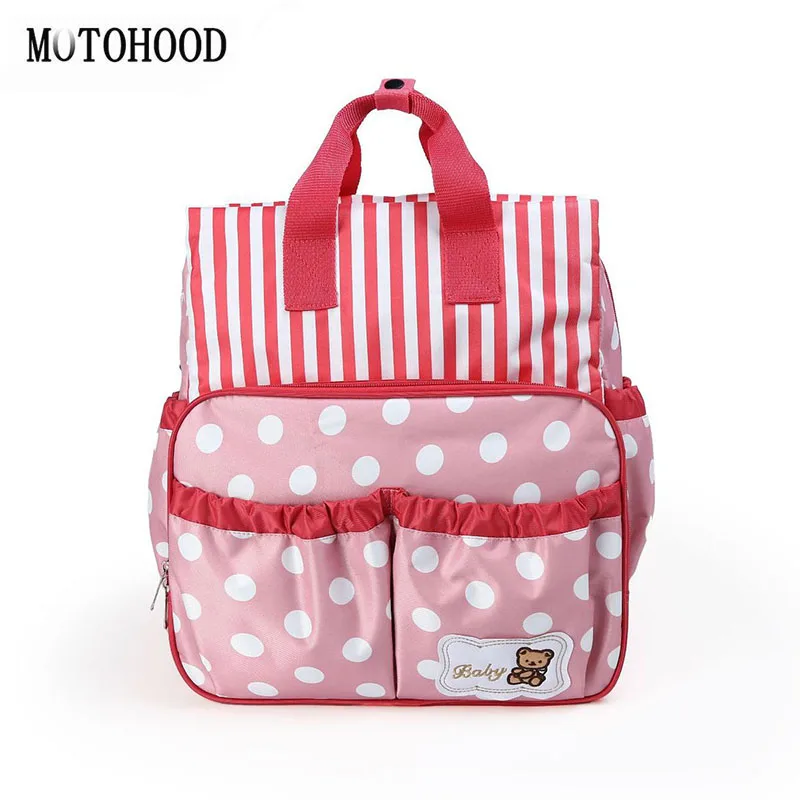 MOTOHOOD Striped Baby Bags For Mom Diaper Bag Fashion Mummy Maternity Nappy Bag Large Capacity Infant Bag Organizer