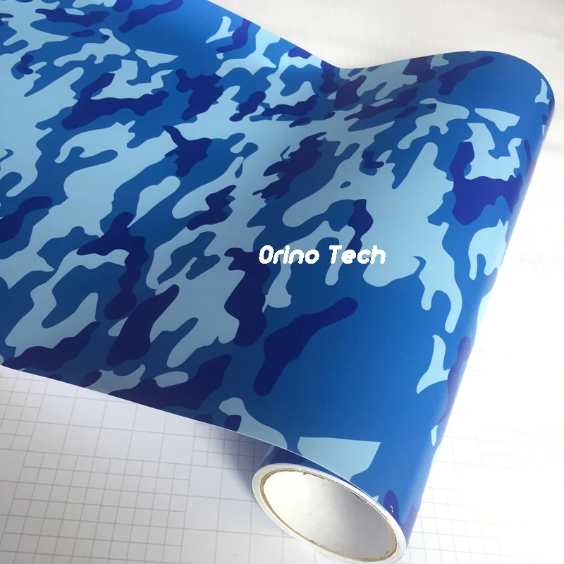 1 Roll Blue Jumbo Camo Car Scooter Vinyl Wrap PVC Camouflage Printed Graphics Car Motorcycle Wrapping Foil Sticker Size: 0.5X5 M