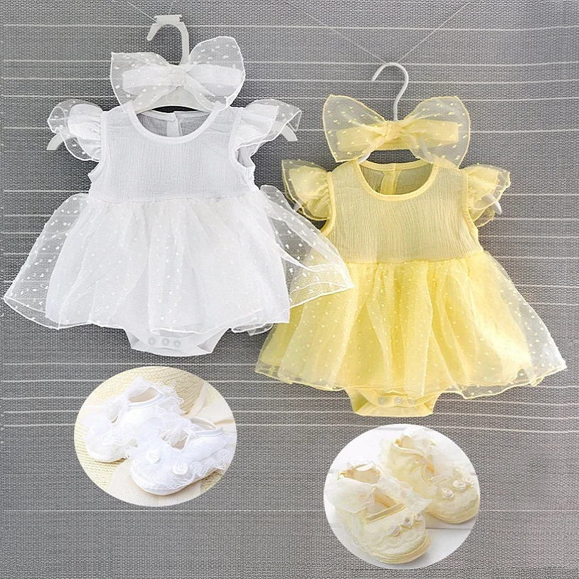 New Born Baby Girl Dresses Baby Baptism Dress 2019 Christening Princess White Yellow Newborn Dress Baby Girl Dresses 3 6 Months