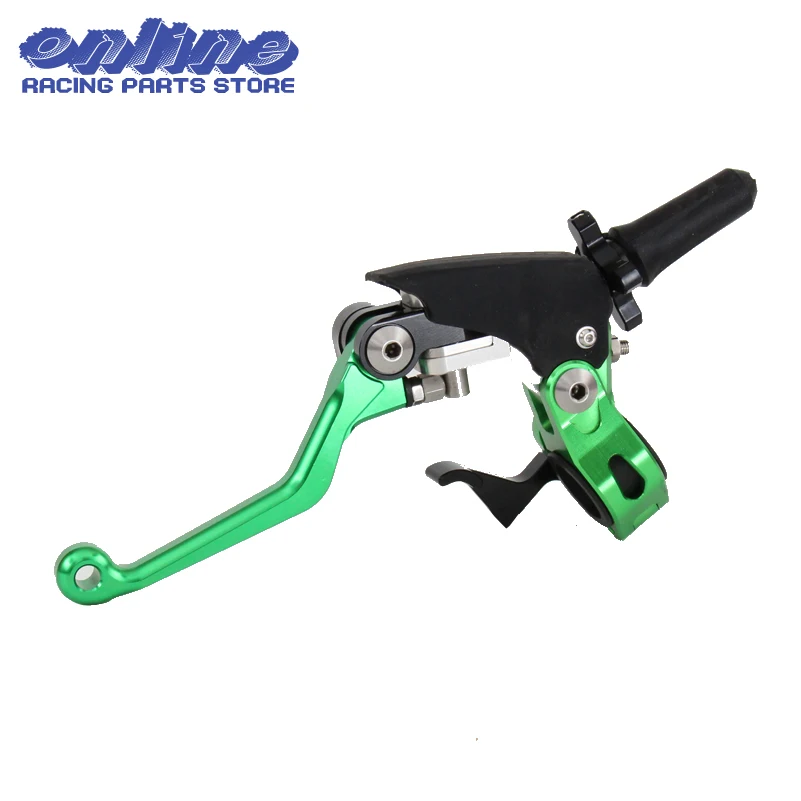 Green CNC Billet Pivot Foldable Clutch Lever Perch For Kawasaki KX65 85 125 250 500 250F 450F KLX450R 150 250 Motocross Enduro