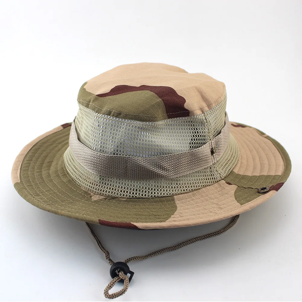 Summer Solid BOONIE HAT High Quality Comfortable Breathable Mesh Bucket Hats Hunting Hiking Fishing Climbing Hat KA053