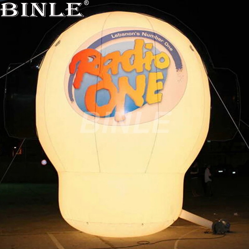 Novely design round giant inflatable radio model giant inflatable headset with led lights for advertising