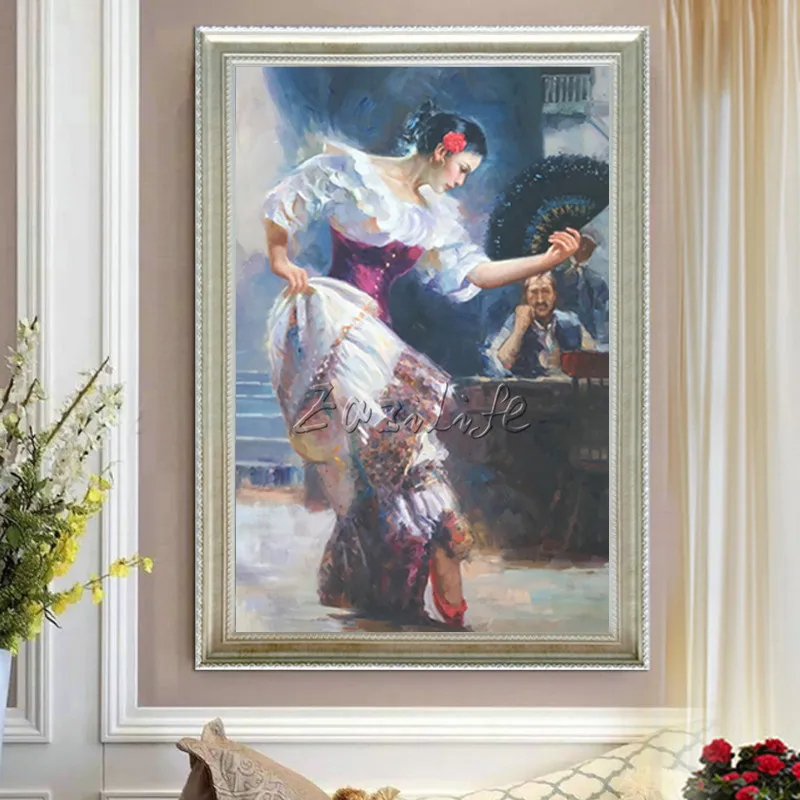 Spanish Flamenco Dancer painting canvas Oil painting caudros decoracion wall art wall pictures for living room home decor quadro