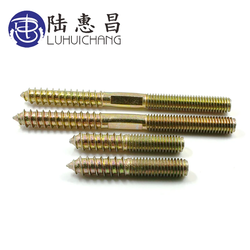 Screw M8 M10 20Pcs Furniture Metal Double Ended Thread Self Tapping Screw Bolt Stud Headles Fastener Connector LUCHANG