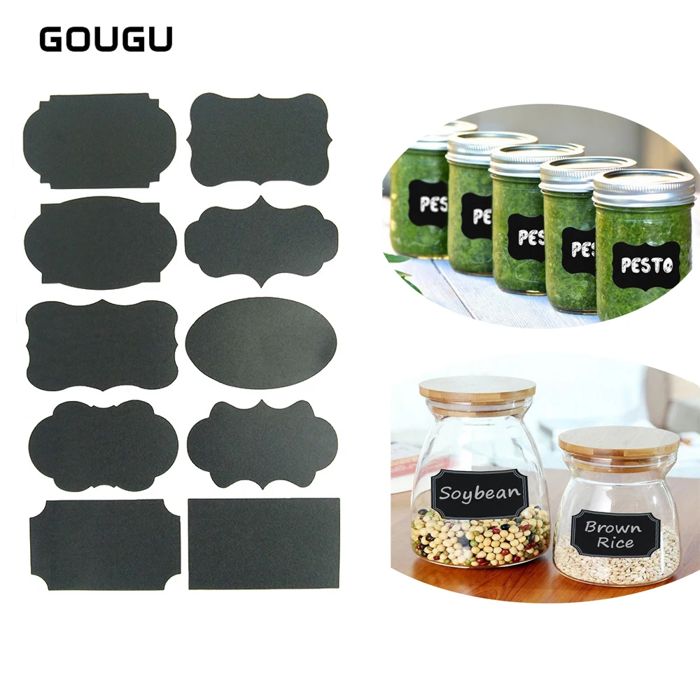 30pcs/Lot Waterproof Labels Stickers Chalkboard Home Kitchen Bottle Jars Tags Blackboard Sticker Office Supplies