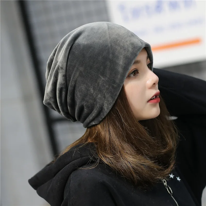 2019 Winter Hats for Woman Beanies Flannel Coverhead Cute Hat Girl Autumn Simple Beanie Caps Warmer Bonnet Ladies Casual Cap