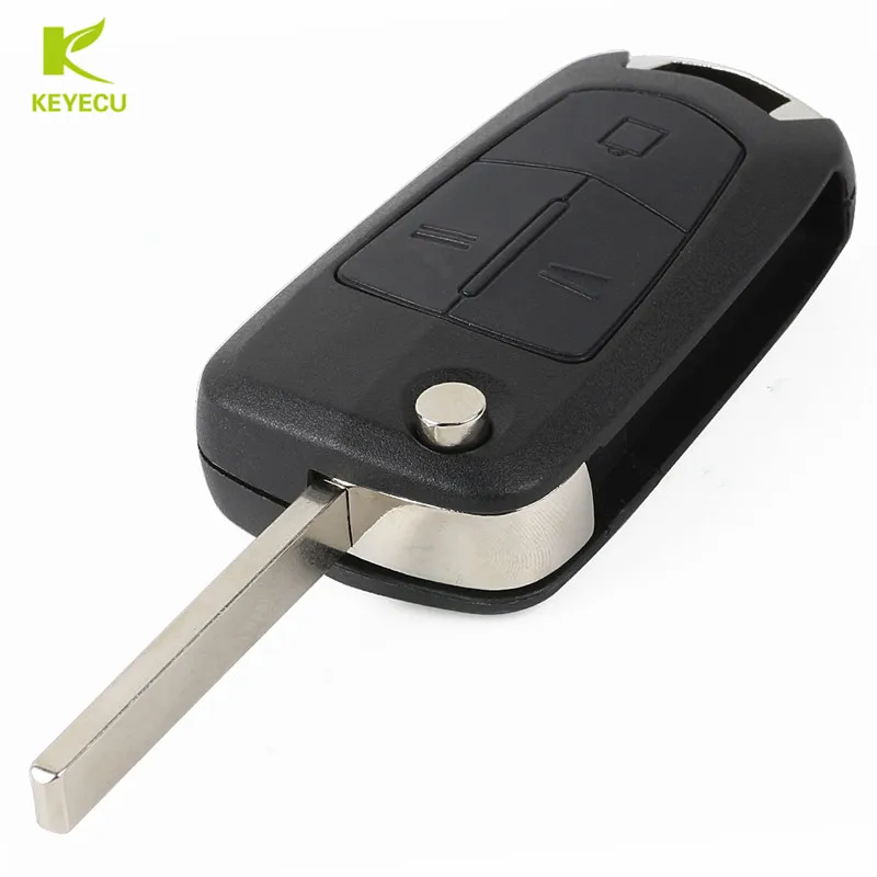 KEYECU 3 Button Folding Flip Remote Key Fob 433MHz ID46 Chip for Vauxhall Opel Vectra C 2002-2008 ,Signum 2003-2007